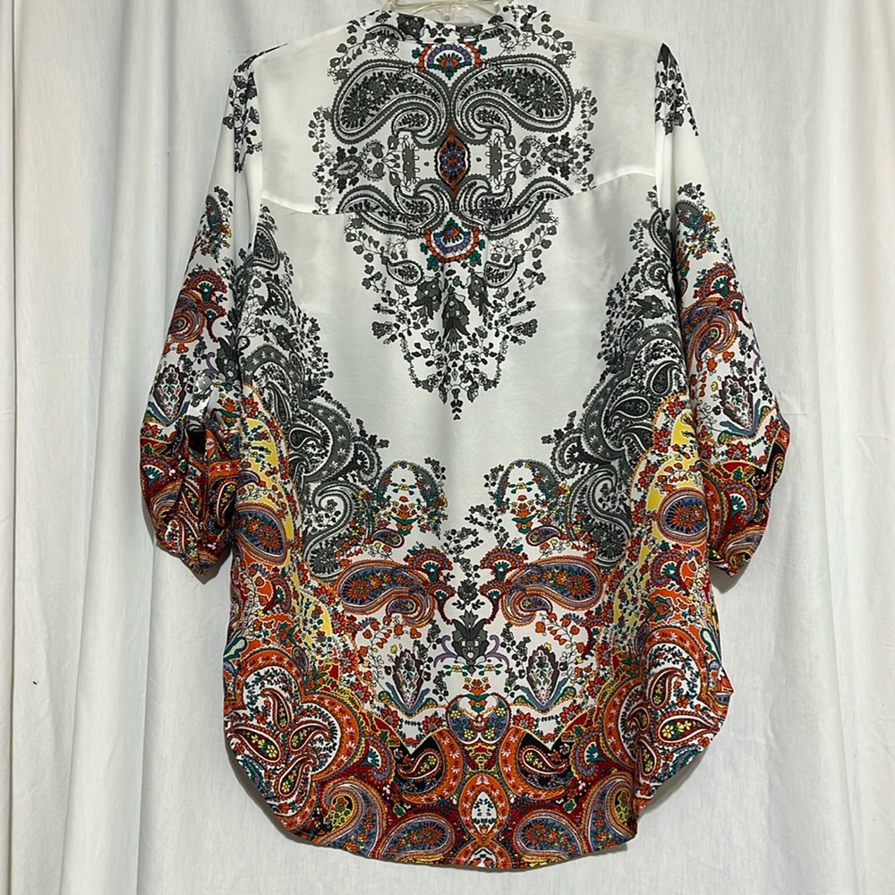Fig and flower paisley floral tunic women’s boho blouse size large - Picture 6 of 9
